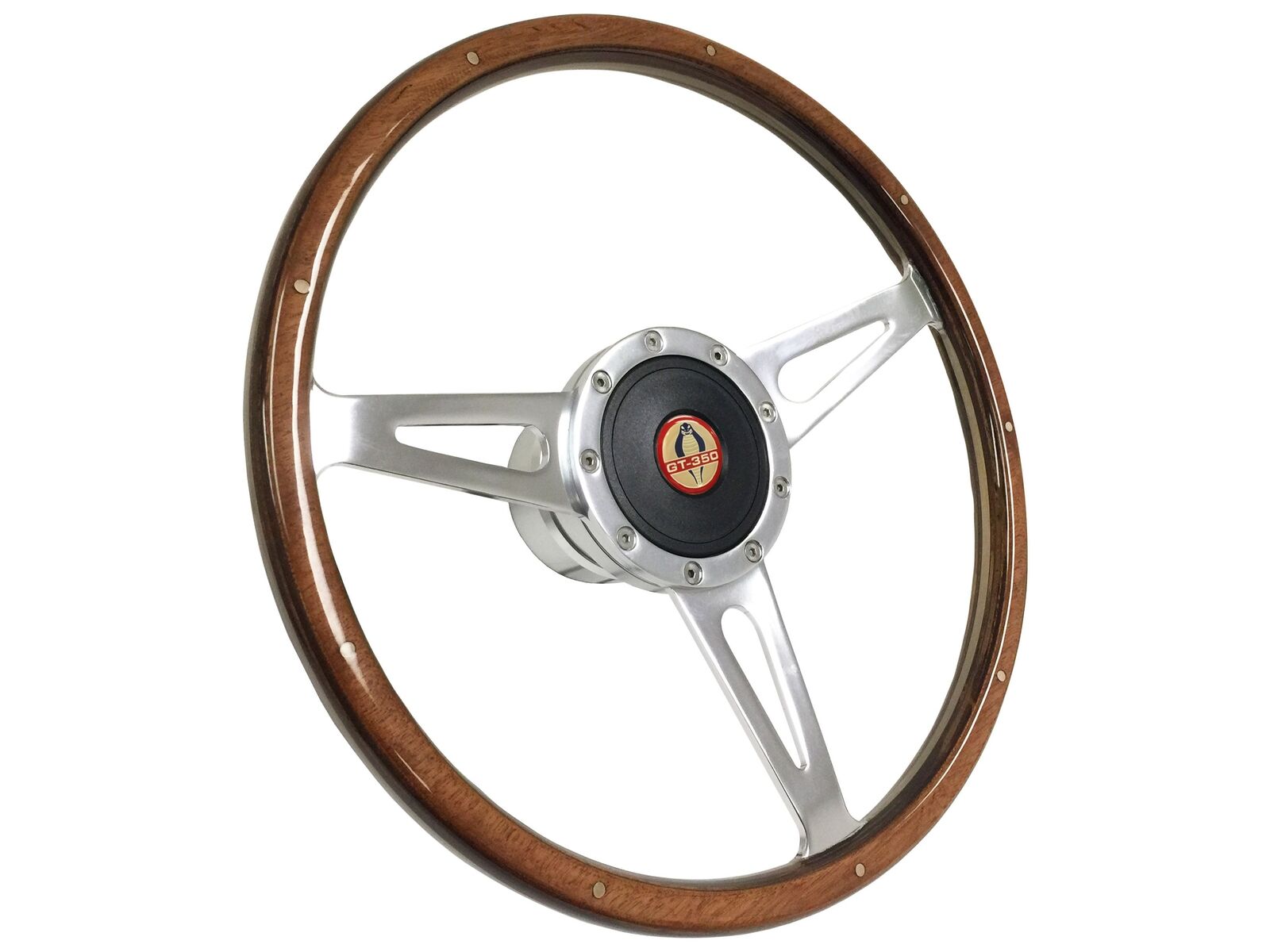 1964-67 Ford Mustang Shelby 9-Bolt Walnut Wood Steering Wheel Kit, GT-350 Emblem