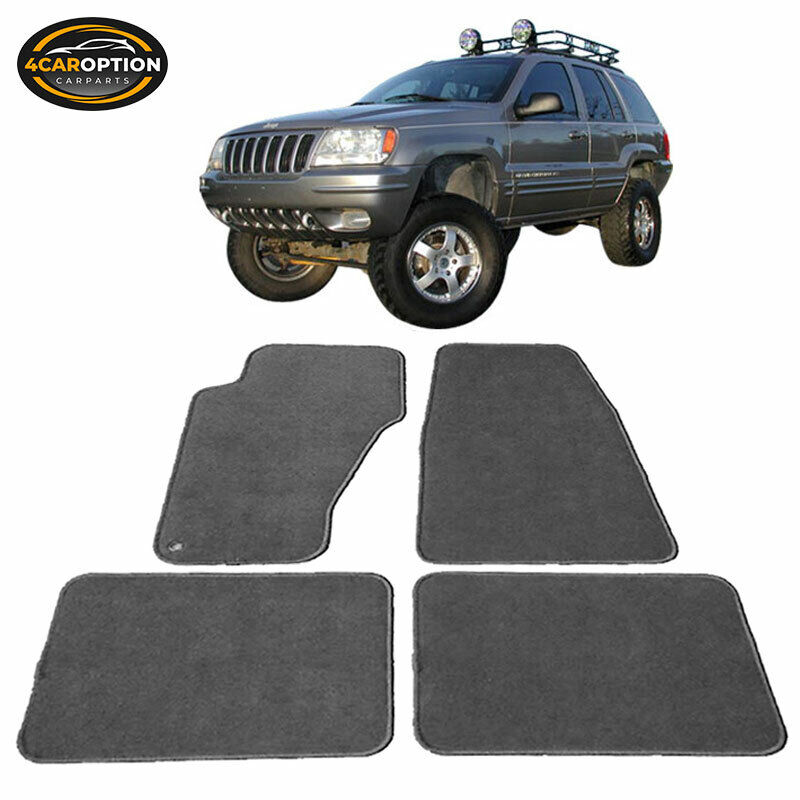 Fits 99-04 Jeep Grand Cherokee Floor Mats Carpet Front & Rear Gray 4PC - Nylon