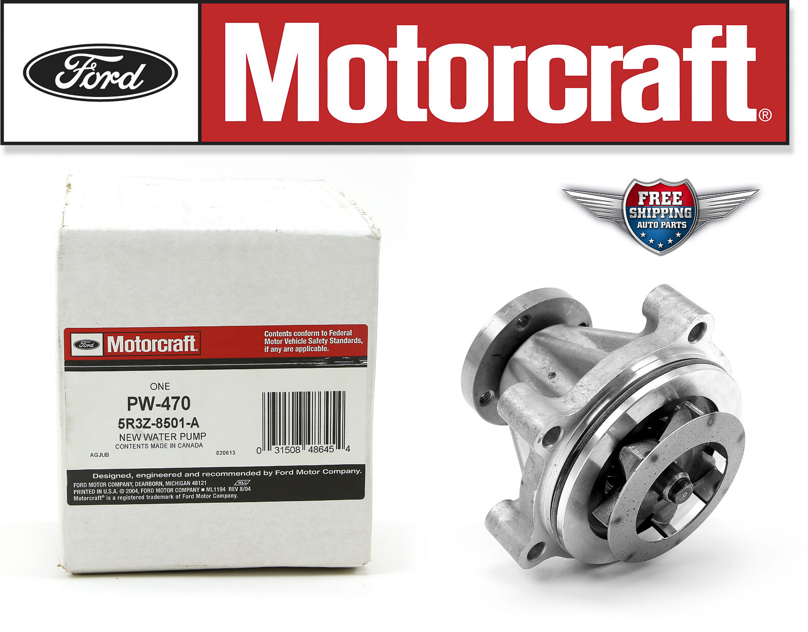 Motorcraft Engine Water Pump PW470 replaced by PW423 94-09 Ford Lincoln Mercury