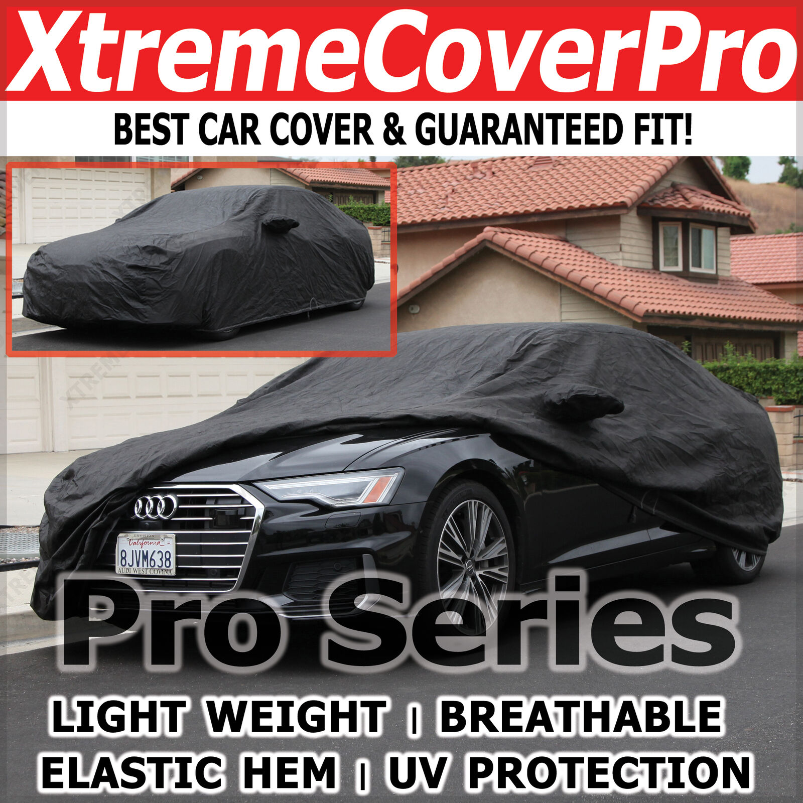2016 2017 2018 2019 AUDI A7 S7 RS7 BREATHABLE CAR COVER W/MIRROR POCKET -BLACK