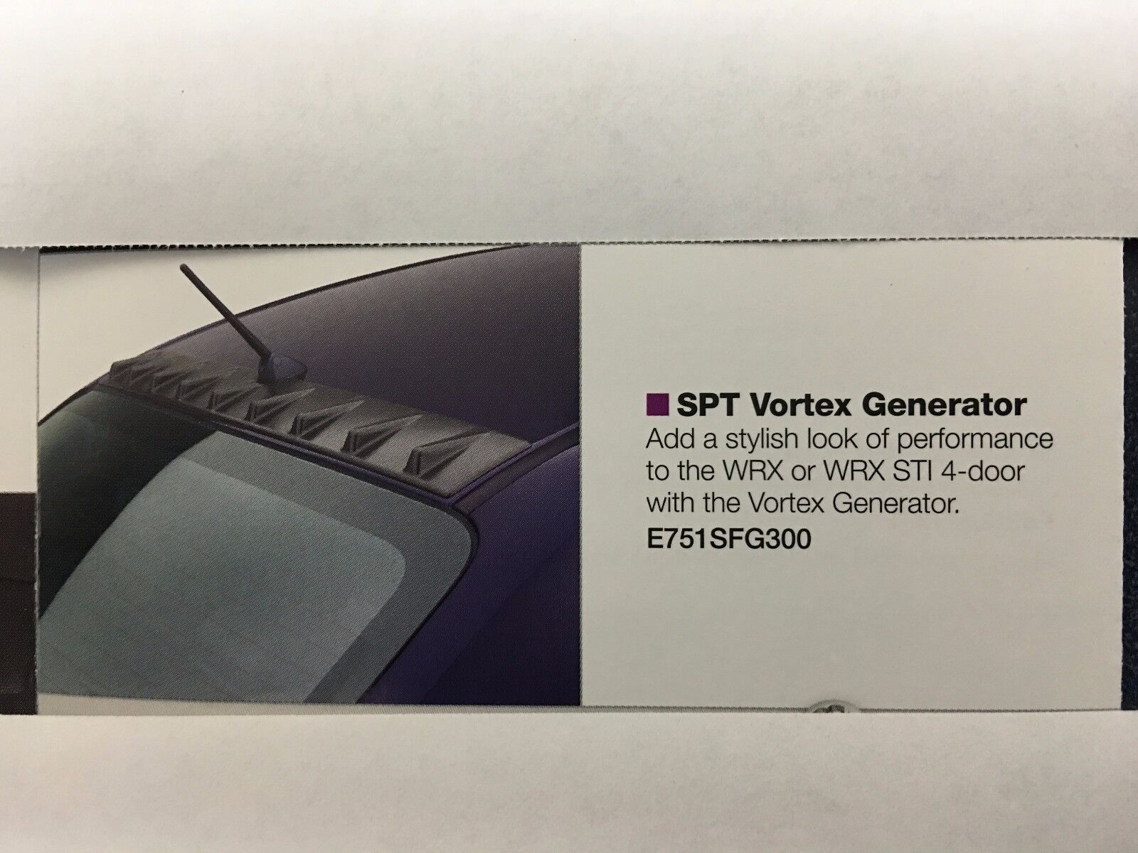 Subaru Impreza WRX  STI SPT Vortex Generator E751SFG300 Genuine Oem New 2008-14