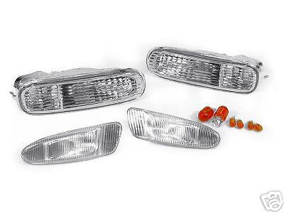 NEW 1997 1998 TOYOTA SUPRA MK.4 CHROME CLEAR BUMPER SIGNAL LIGHTS + SIDE MARKERS