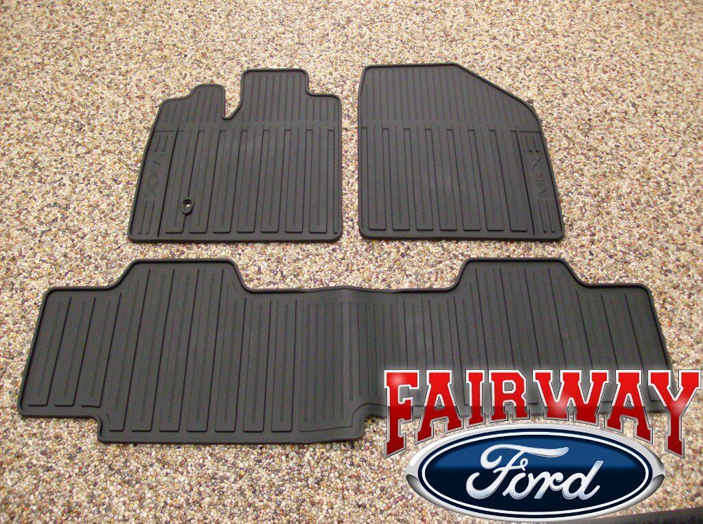 07 08 09 10 MKX OEM Genuine Lincoln Black Rubber All Weather Floor Mat Set 3-pc