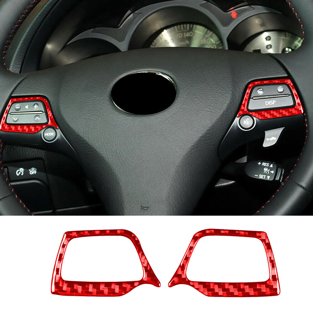Red Carbon Fiber Interior Steering Wheel Button Cover Fit For Luxus GS 2006-2011