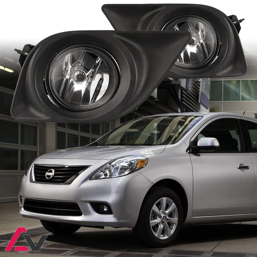 12-14 For Nissan Versa Clear Lens Pair Fog Light Lamp+Wiring+Switch Kit
