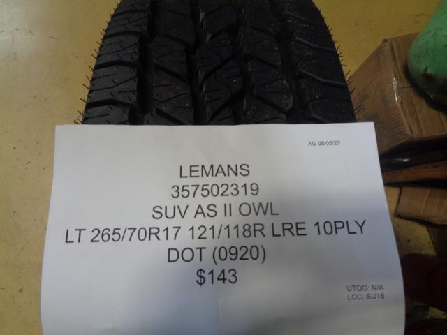 1 LEMANS SUV AS II OWL LT 265 70 17 121/118R LRE TIRE 357502319 BQ2 SU16