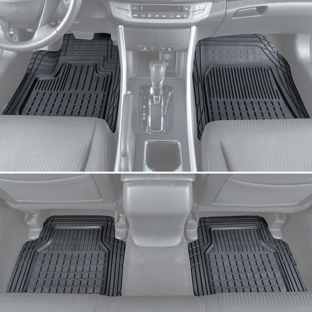 4 PC Rubber Car Floor Mats Motor Trend All Weather Semi-Custom Truck SUV Van