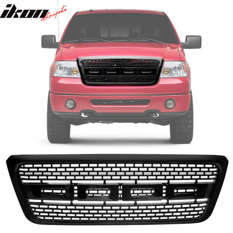 Fits 04-08 Ford F150 Raptor Style Front Bumper Hood Grille Grill Guard - Black