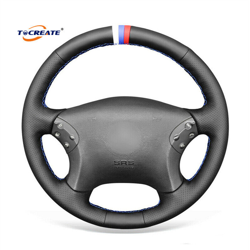 Genuine Leather Steering Wheel Cover for Benz C-Class W203 C32 AMG 2002 #BTXC