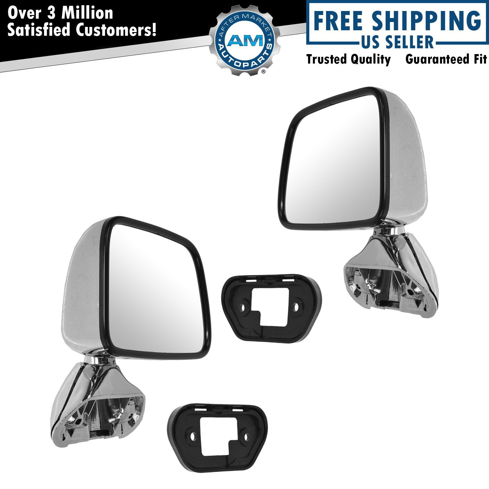 Manual Side View Mirrors Chrome Pair Set for 87-88 Toyota Pickup Truck 4Runner