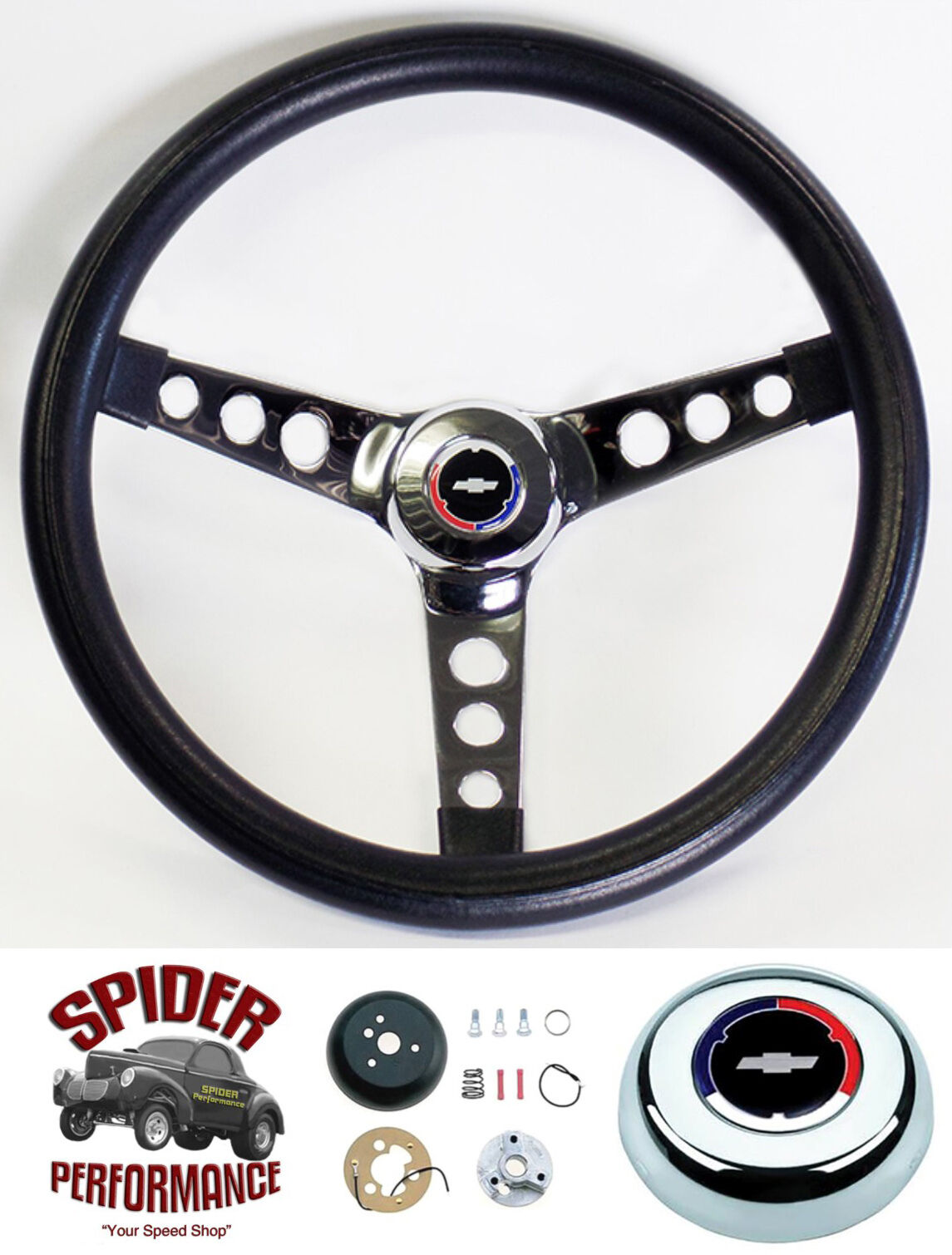 1957-1963 Chevy steering wheel Red White Blue BOWTIE 13 1/2\