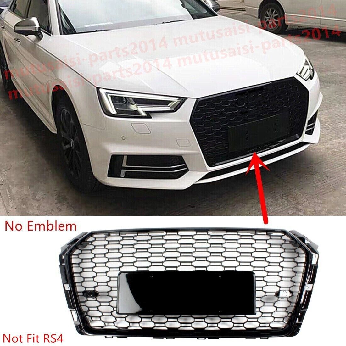 Gloss Black RS4 Style Fits 2017-2019 AUDI A4 S4 S-line Front Bumper Grille Grill