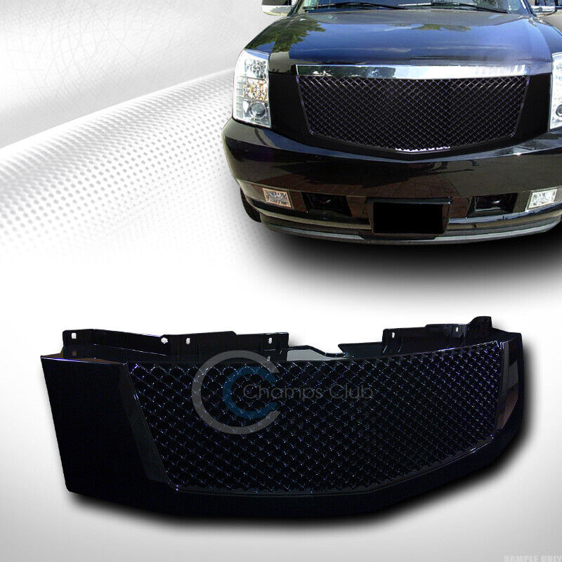 For 07-14 Cadillac Escalade/EXT Glossy Black Mesh Front Hood Bumper Grill Grille