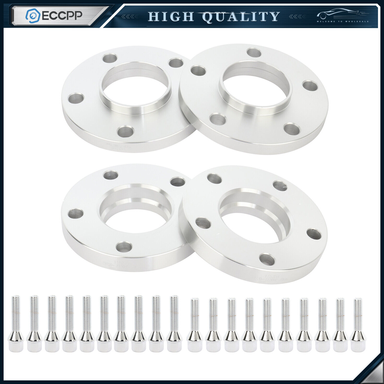 4Pcs (15mm & 20mm) Hub Centric Wheel Spacers 5x120 W/ 12x1.5 Cone Seat For BMW
