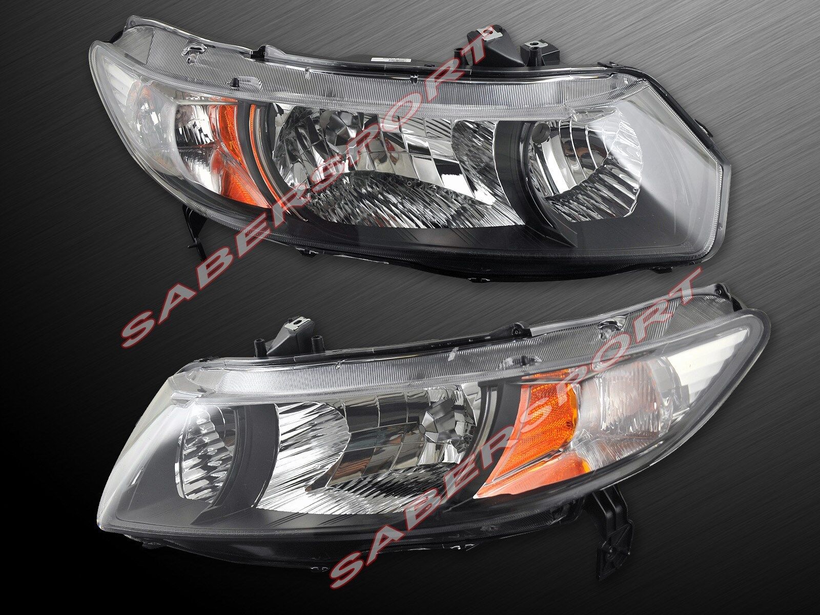 Pair OE Style Black Housing Headlights for 2006-2011 Honda Civic 2DR Coupe