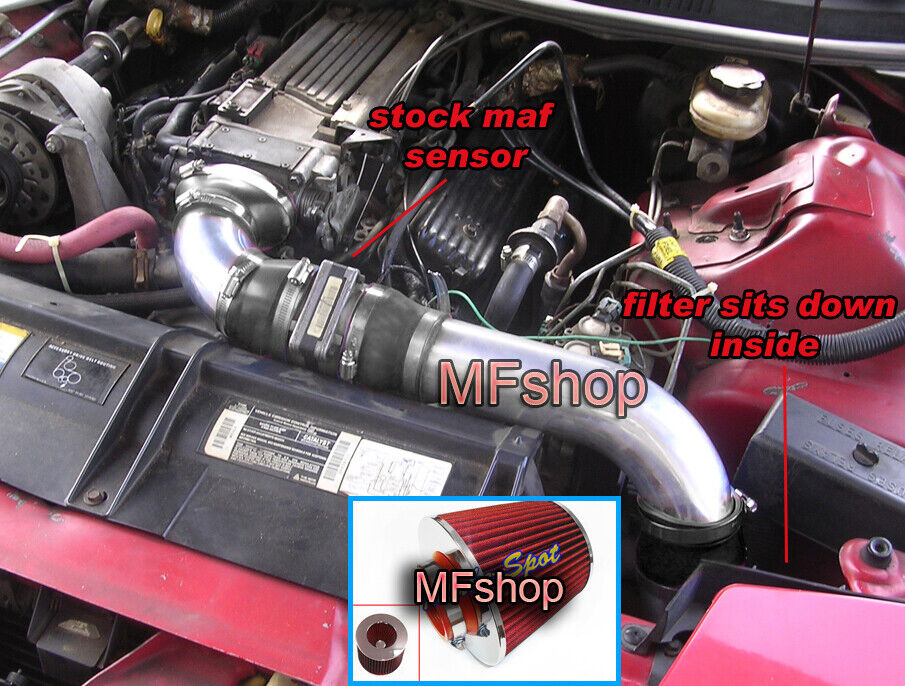 Black Red 3PC For 94-97 Camaro Z28 Pontiac Firebird 5.7L V8 Cold Air Intake