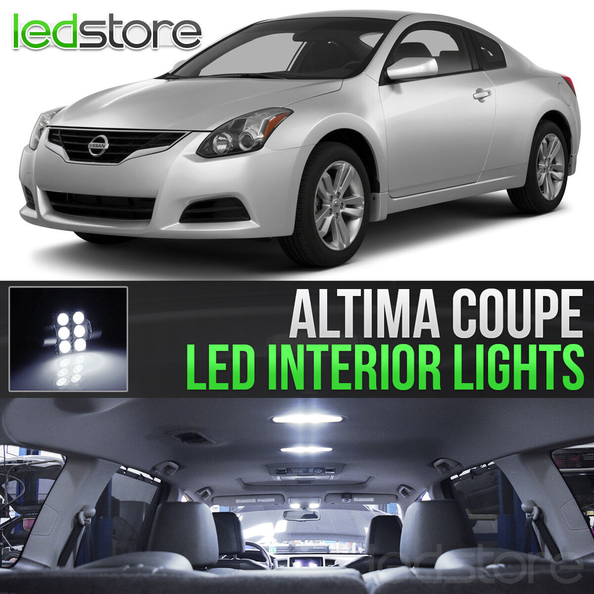 White LED Lights Interior Kit Package Bulbs For 2008-2013 Nissan Altima Coupe
