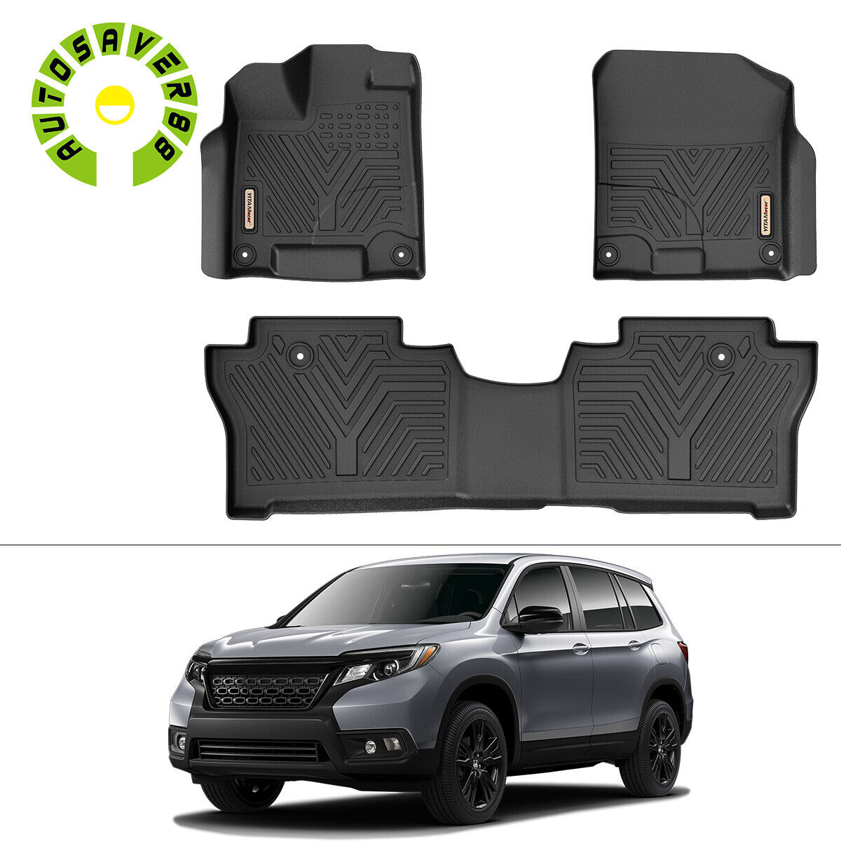 Floor Mats for 2019-2023 Honda Passport TPE Rubber All Weather Protection 3PCS