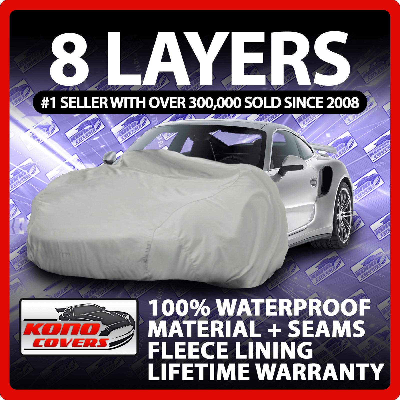 8 Layer Car Cover Indoor Outdoor Waterproof Breathable Layers Fleece Lining 6611