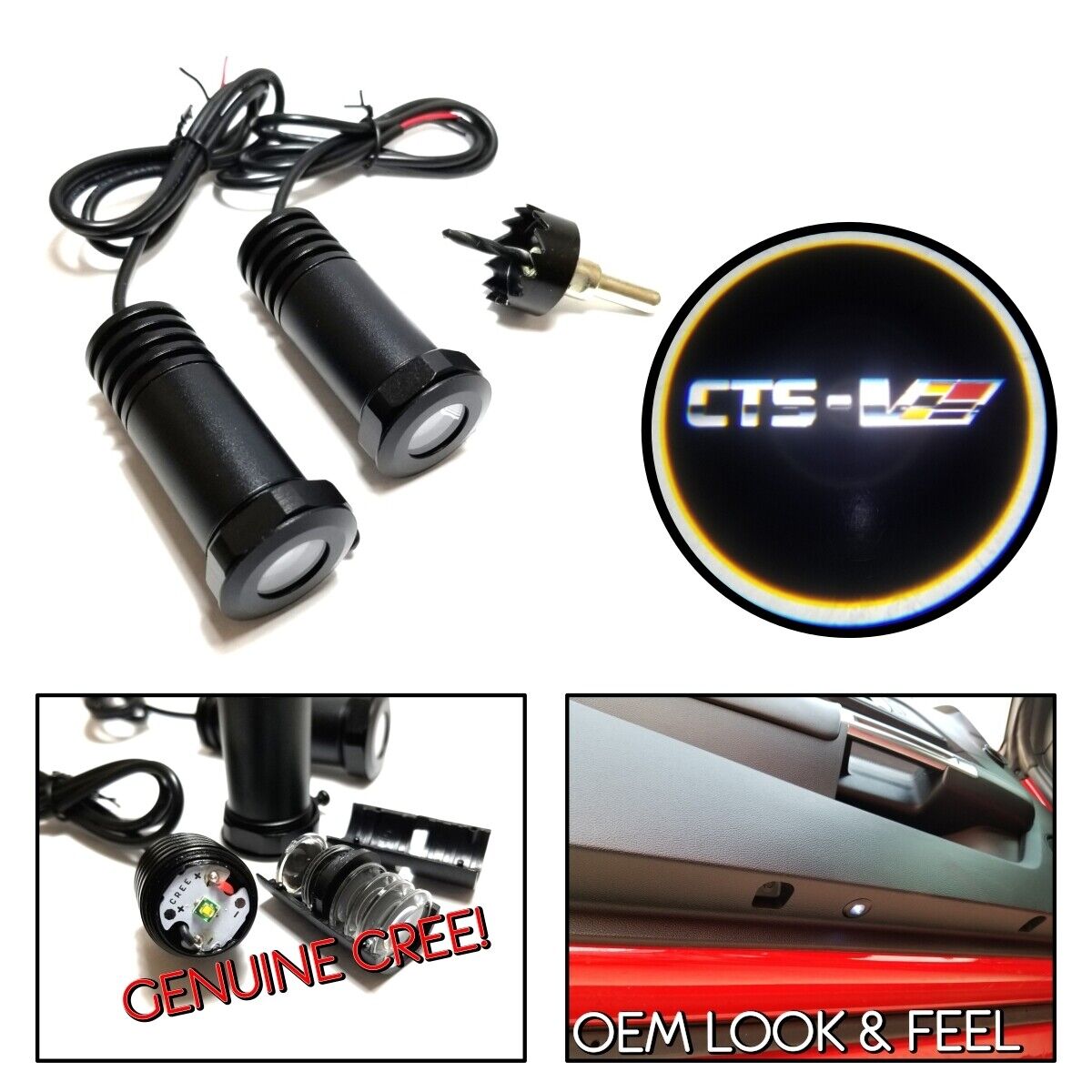 2Pc LED Courtesy Logo Door Lights Ghost Shadow Projectors Cadillac CTS-V 100810