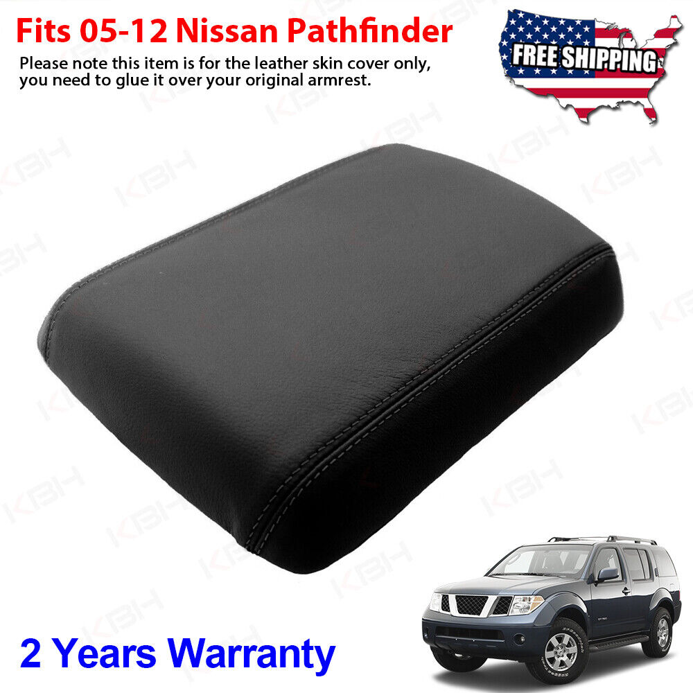 Fits 2005 2006 2007-2012 Nissan Pathfinder Console Lid Armrest Vinyl Cover Black