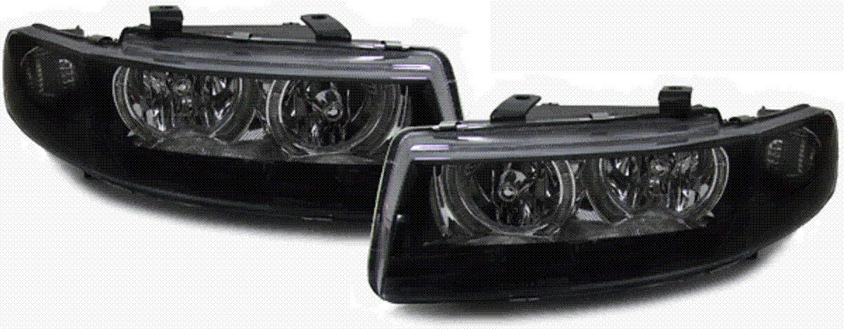 Black clear finish headlights with angel eyes for Seat Leon Toledo 1M 99-06
