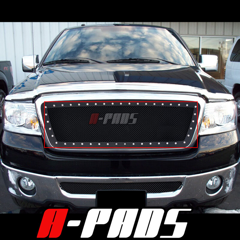 For Ford F-150 2004-2008 Black Steel Wire Mesh Grille with Rivets