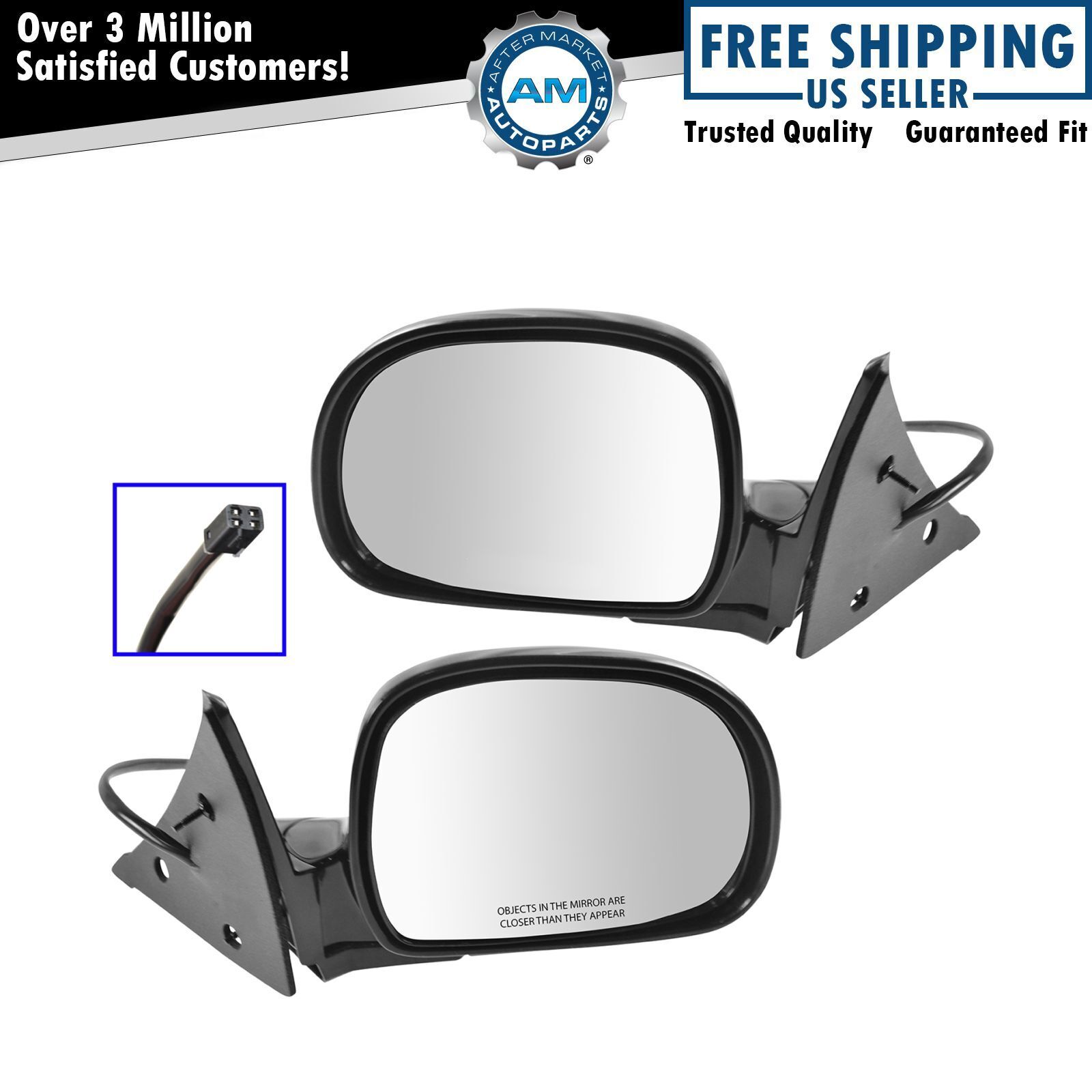 Black Power Side View Mirrors Left & Right Pair Set for Chevy S10 GMC Jimmy