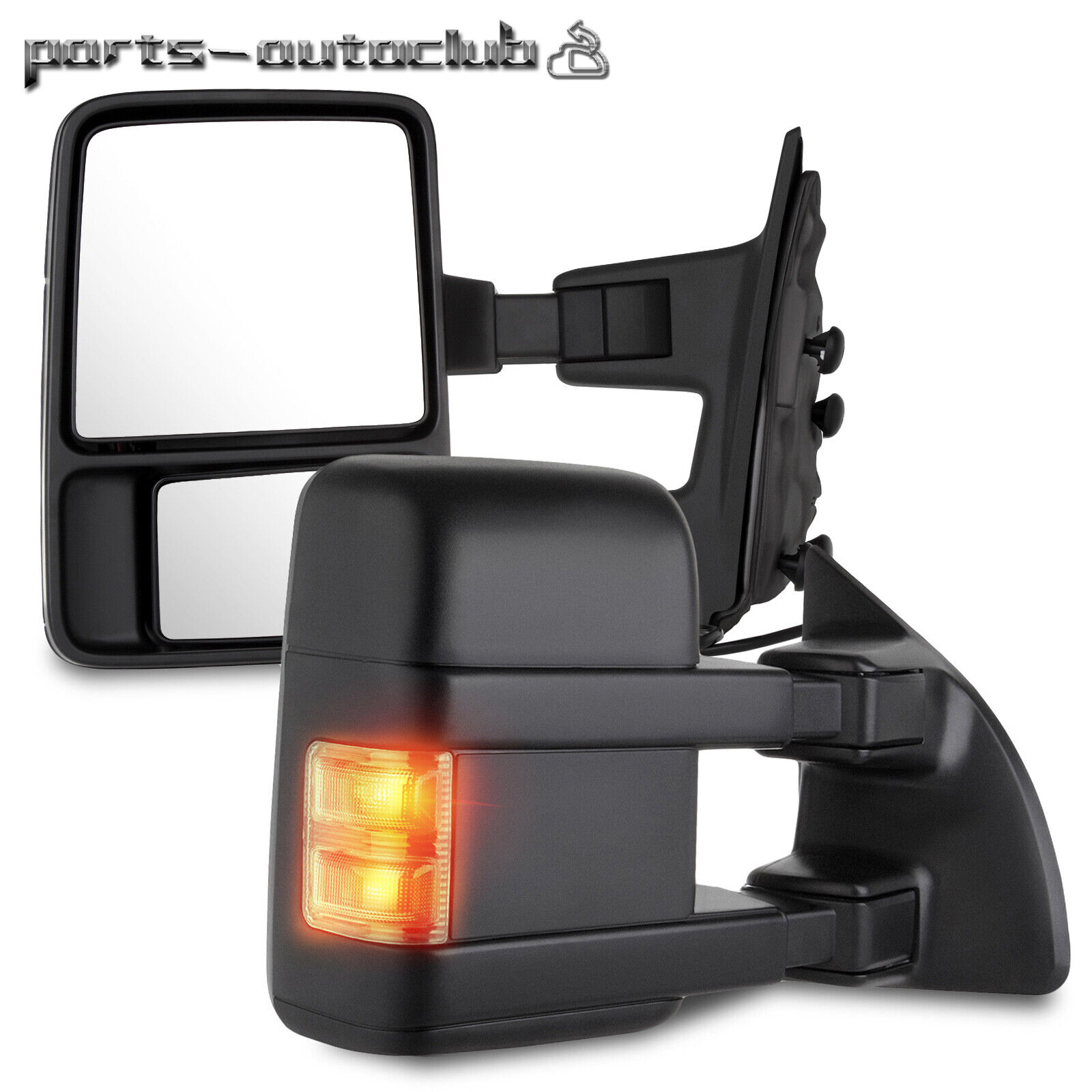 Pair Set For 99-16 F250-F550 Super Duty Manual Tow LED Signal Light Side Mirrors