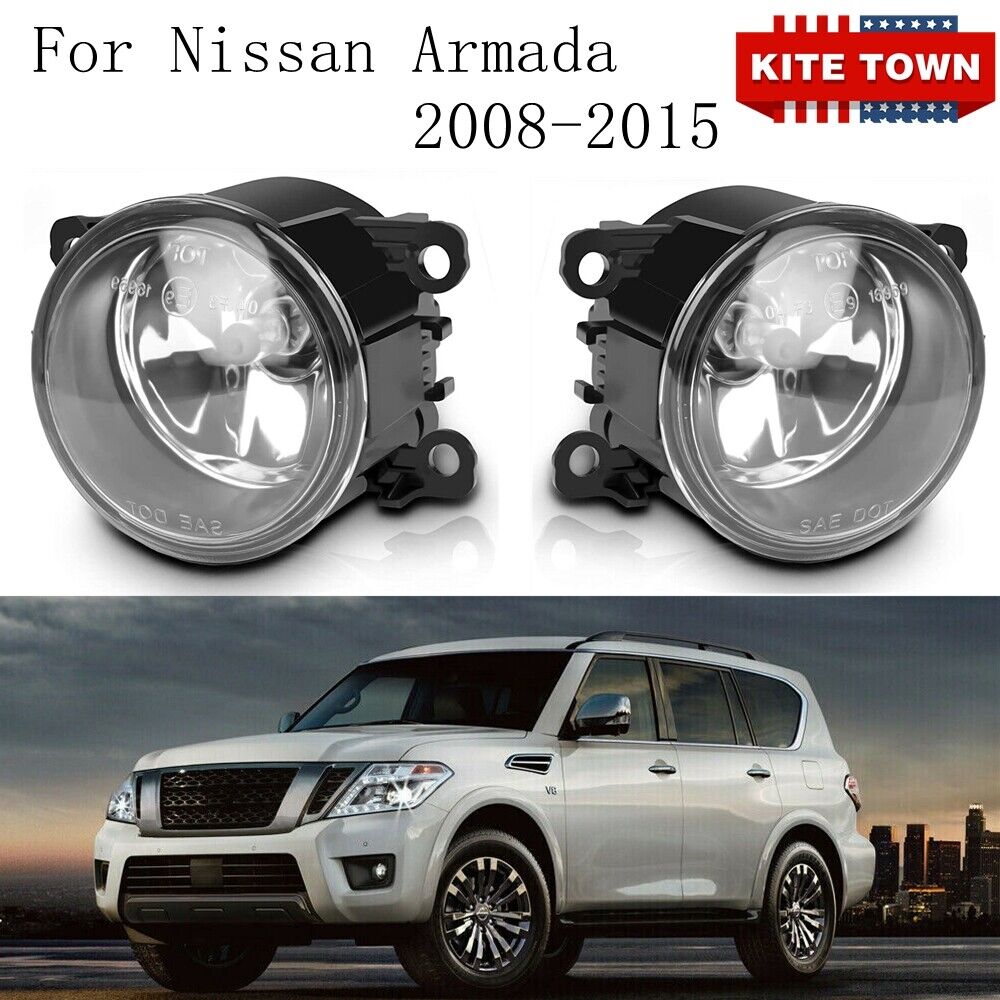New Pair Of Clear Lens Bumper Fog Lights Lamp RH LH For Nissan Armada 2008-2015