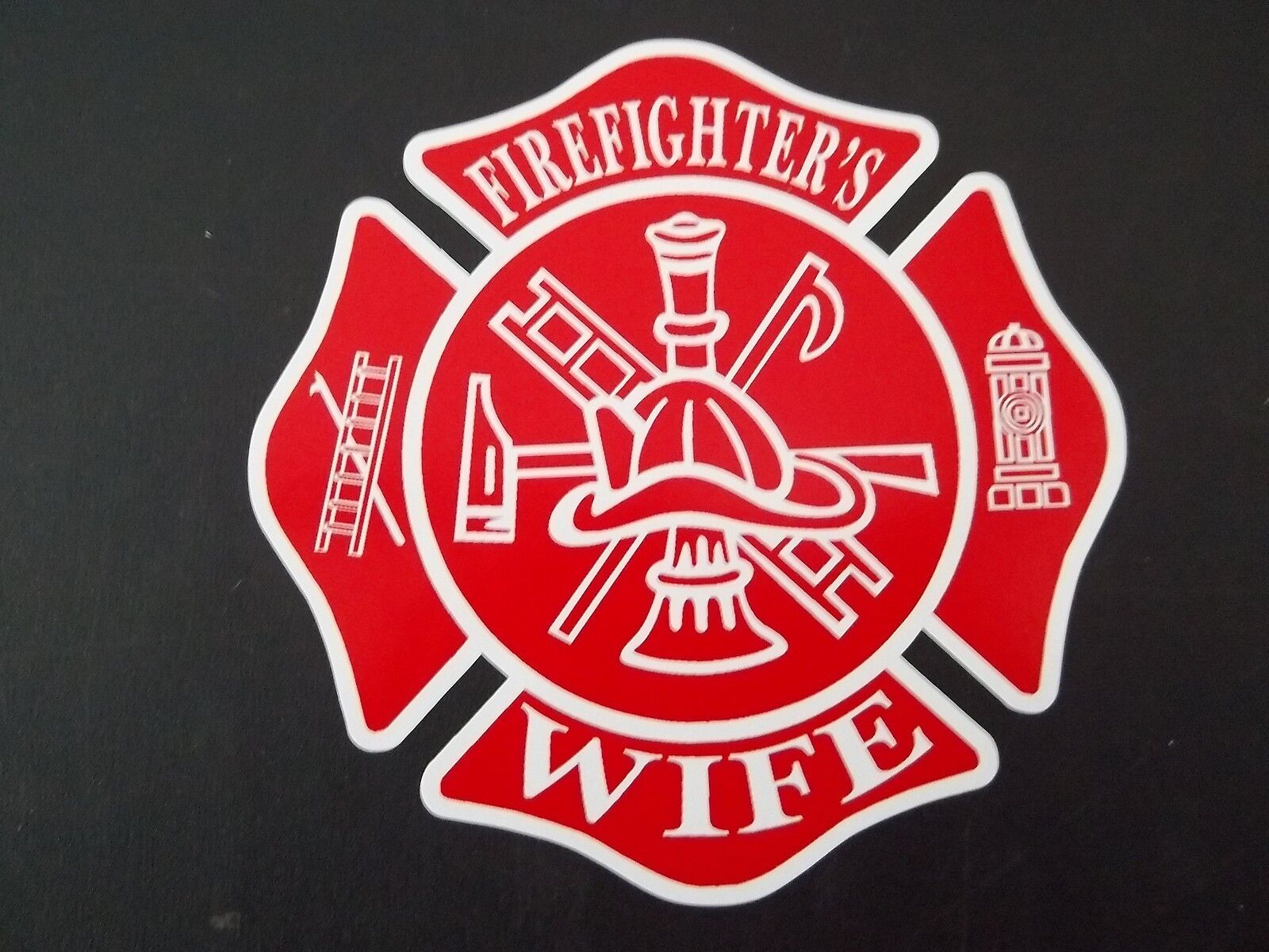 FIRE FIGHTER WIFE EMBLEM SHIELD RESCUE RESPONSE TRUCK HELMET STICKER DECAL L24