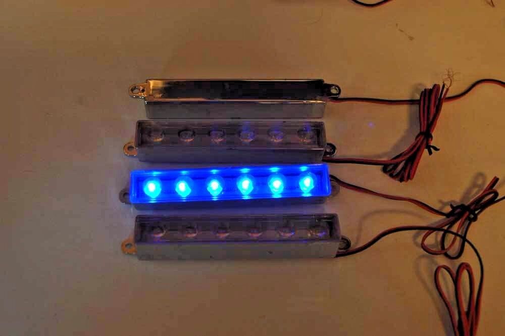 BLUE 6 LED LIGHT Four Bright Accent Lighting 12V DC 9V