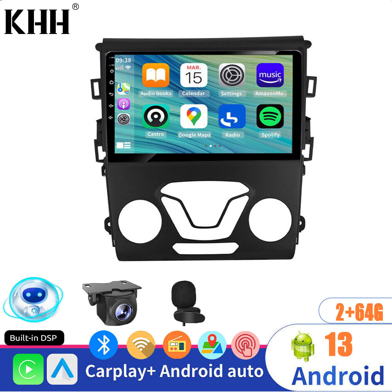 Android 13 For Ford Fusion Mondeo 2013-2020 Wifi Carplay Car Stereo Radio 2+64G
