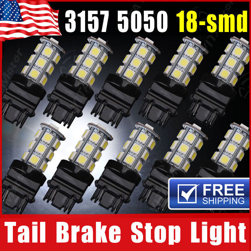 10x White 3157 18 SMD LED Tail Brake Stop Backup Reverse Turn Signal Light Bulbs