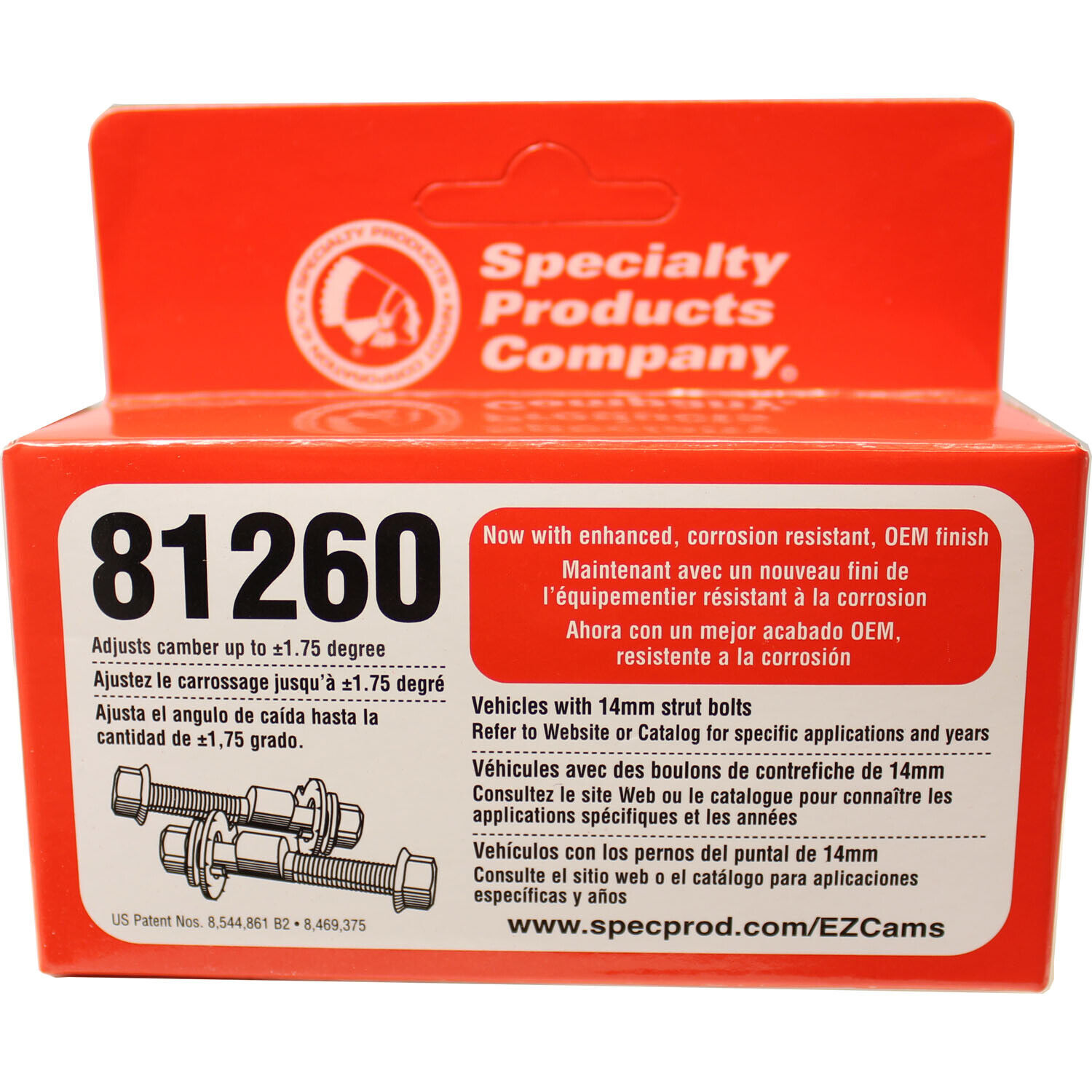 Specialty SPC Peformance 81260 EZ Cam 14mm Adjustable Camber Bolts +/-1.75 deg.