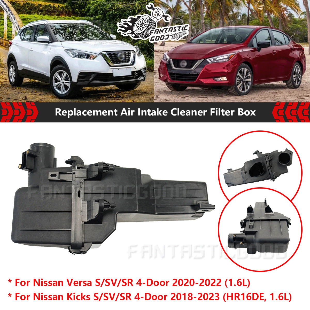 For Nissan 1.6L Kicks / Versa 2018-23 Air Intake Cleaner Filter Box Replacement