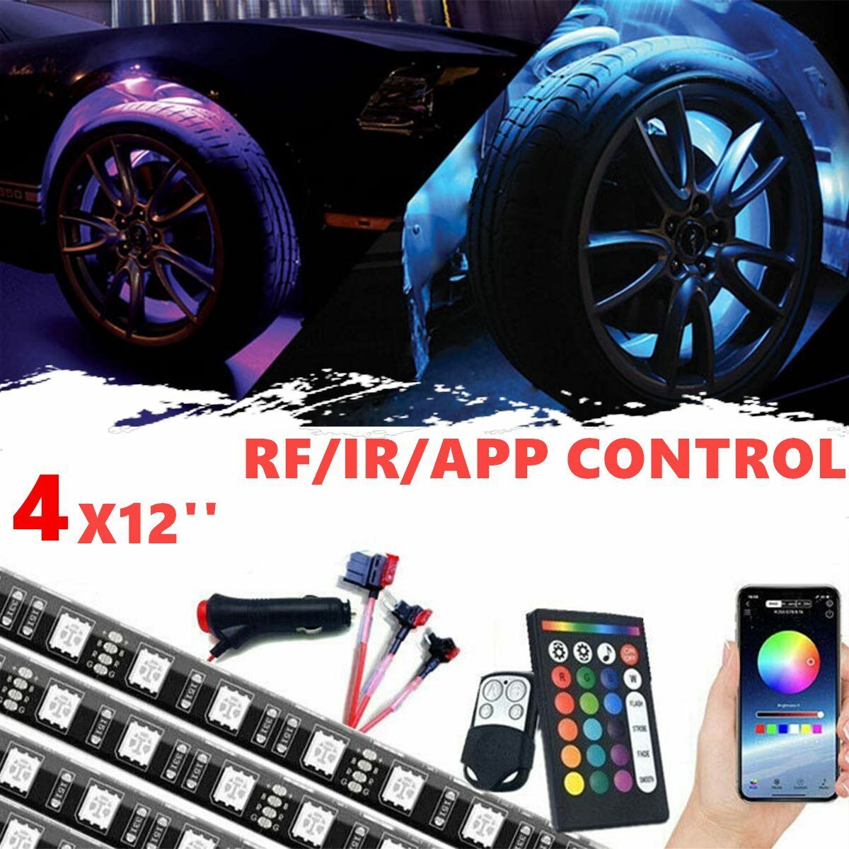 4pcs Multi Color Car Truck Wheel Well LED Light Kit Custom Accent Neon Rim Tire