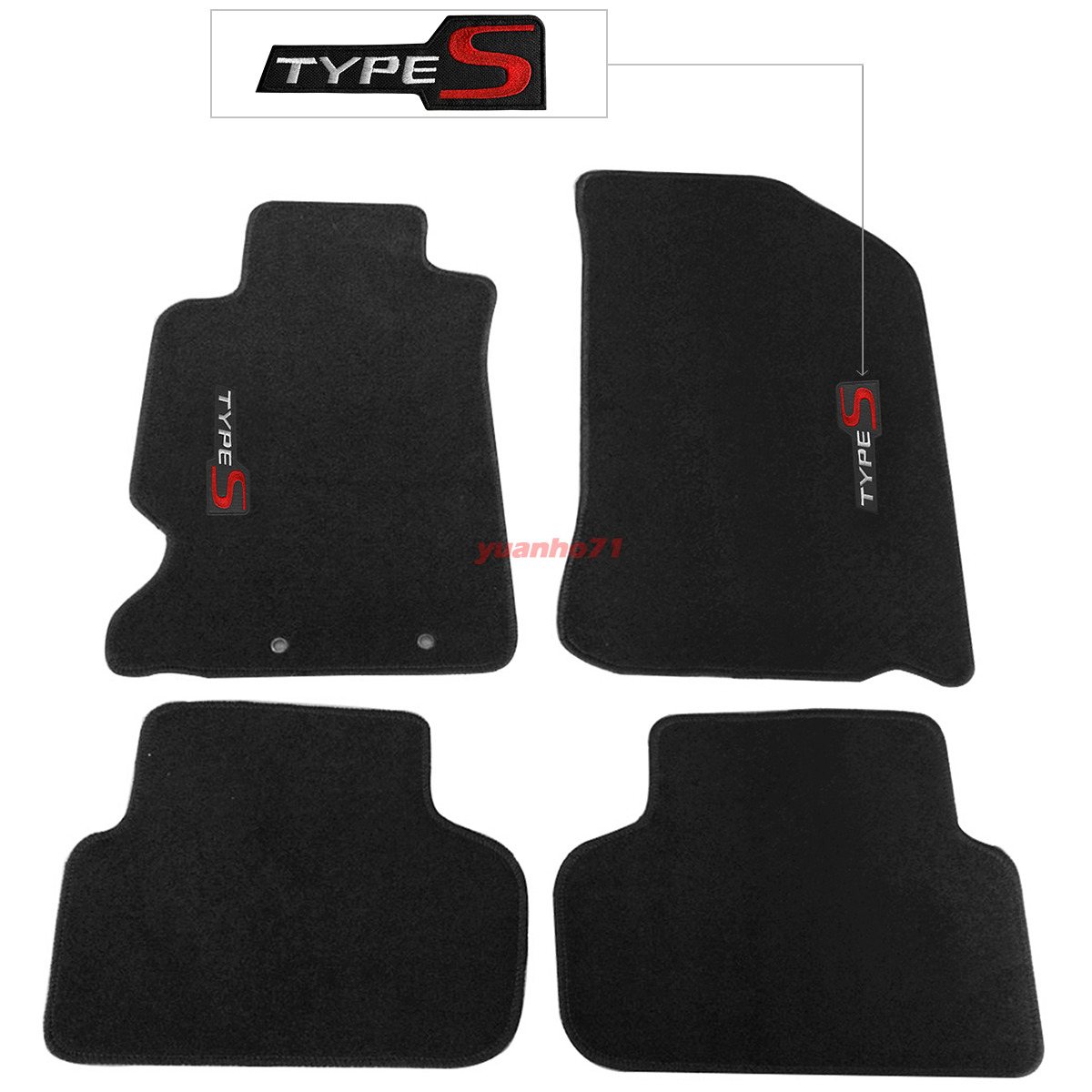 For 02-06 Acura RSX 2DR Floor Mats Non Slip Nylon Black Carpet w/ Type S