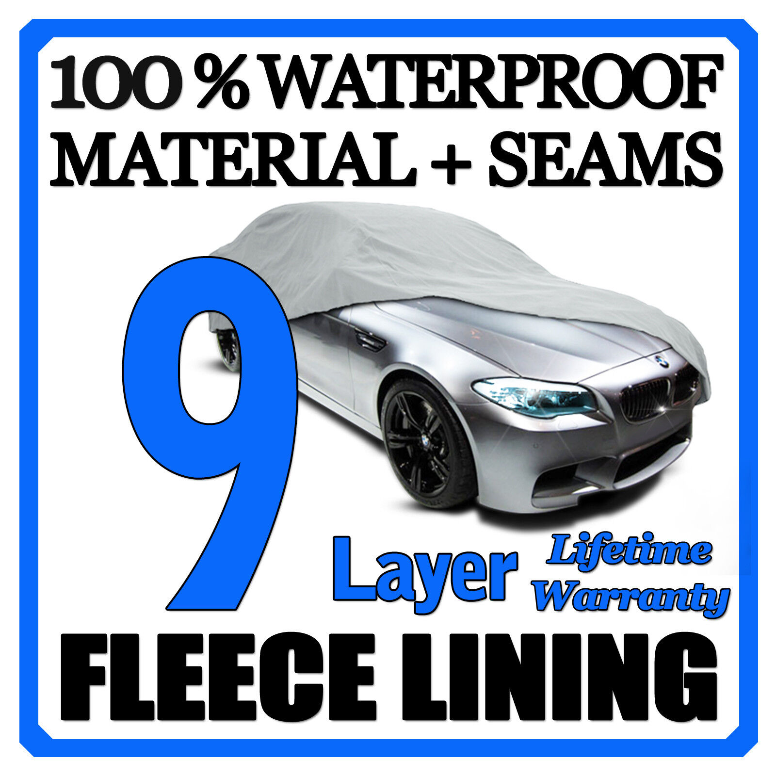 9 Layer Car Cover Breathable Waterproof Layers Outdoor Indoor Fleece Lining Fia1