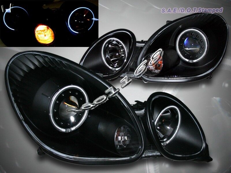 98-05 Lexus GS300 GS400 GS430 Dual Halo Black Projector Headlights CCFL 