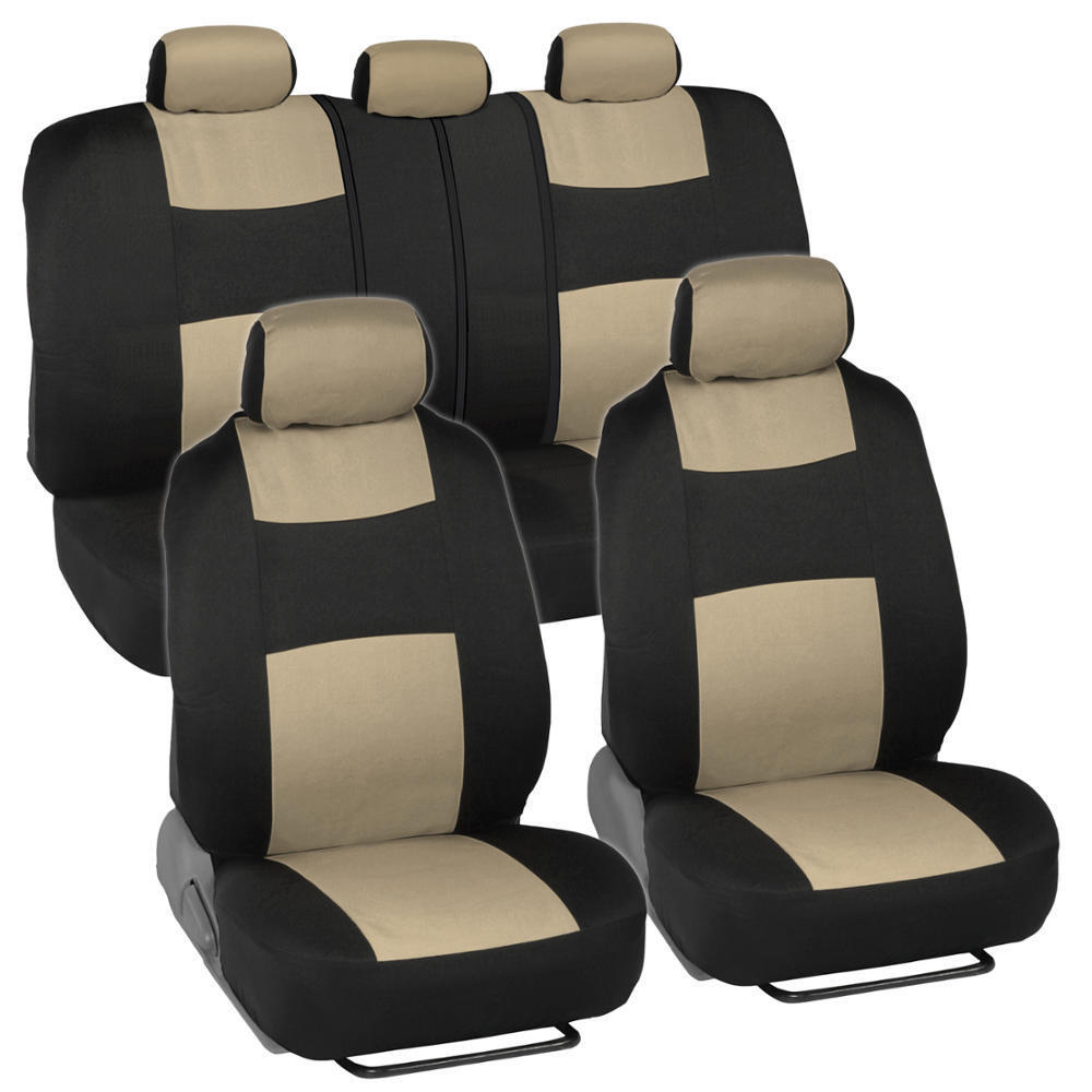 Car Seat Covers for Chevrolet Malibu 2 Tone Beige & Black w/ Split Bench
