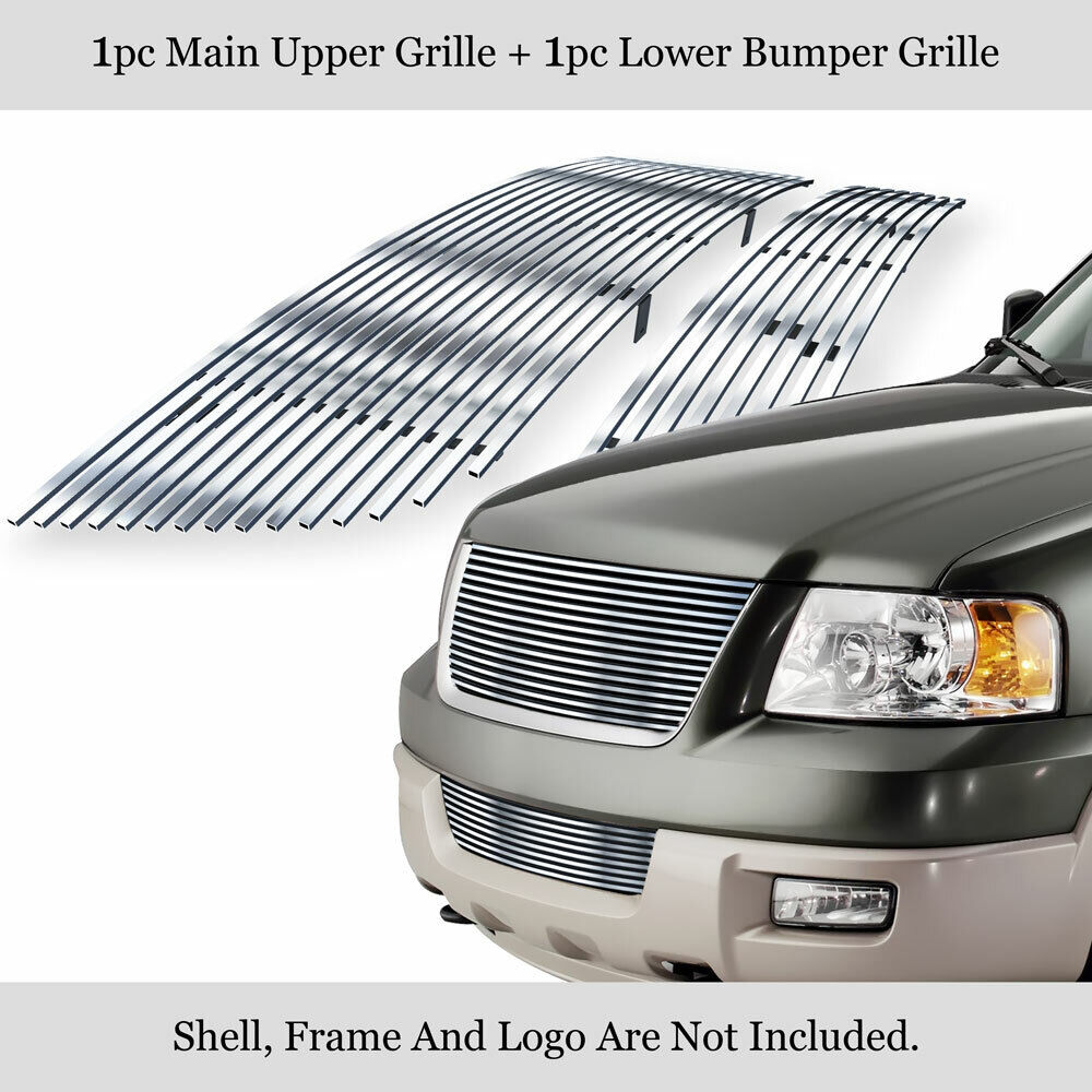 Fits 2003-2006 Ford Expedition Stainless Silver Billet Grille Insert Combo