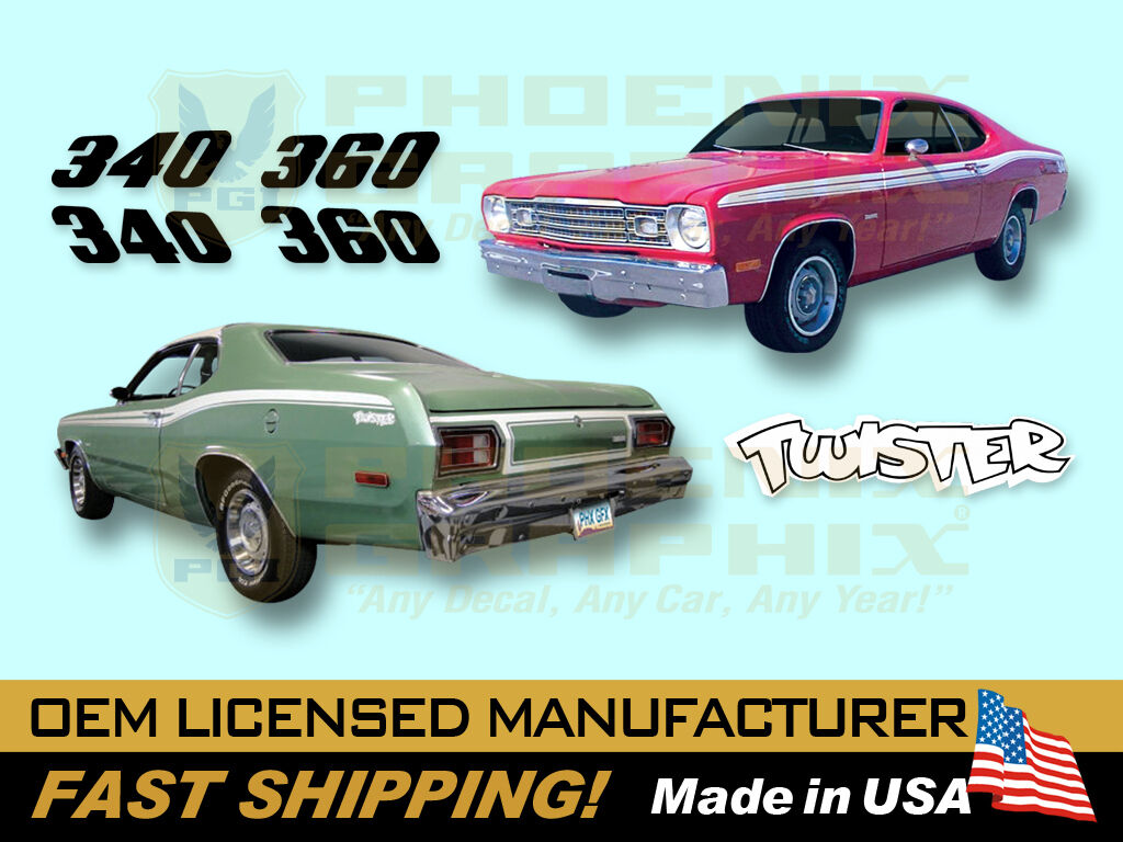 1973 1974 Plymouth Duster 340 360 or Twister COMPLETE Decals & Stripes Kit