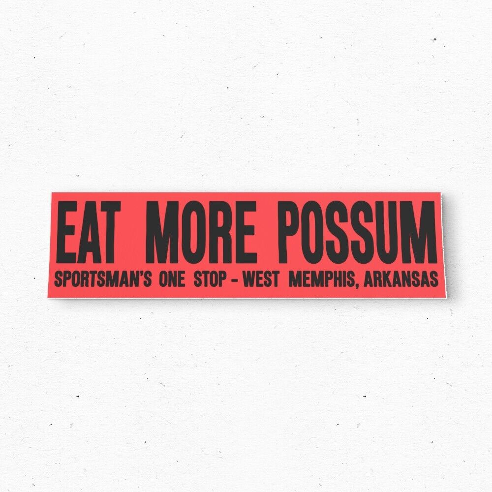 Eat More POSSUM Bumper Sticker - ARKANSAS Red Vintage Style - Vinyl 80s 90s