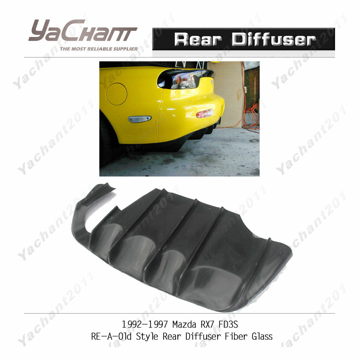 Fiber Glass Bottom Kit For 92-97 Mazda RX7 FD3S RE-A-Old-Style Rear Diffuser