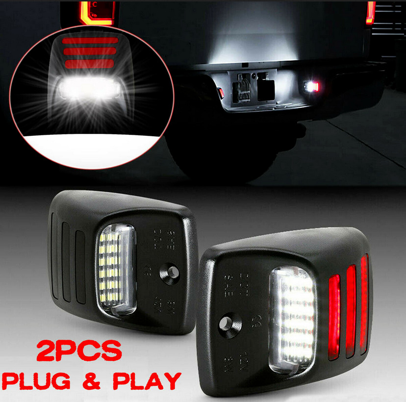 2x LED License Plate Light Assembly For Toyota Tacoma 95-04 RED OLED TUBE