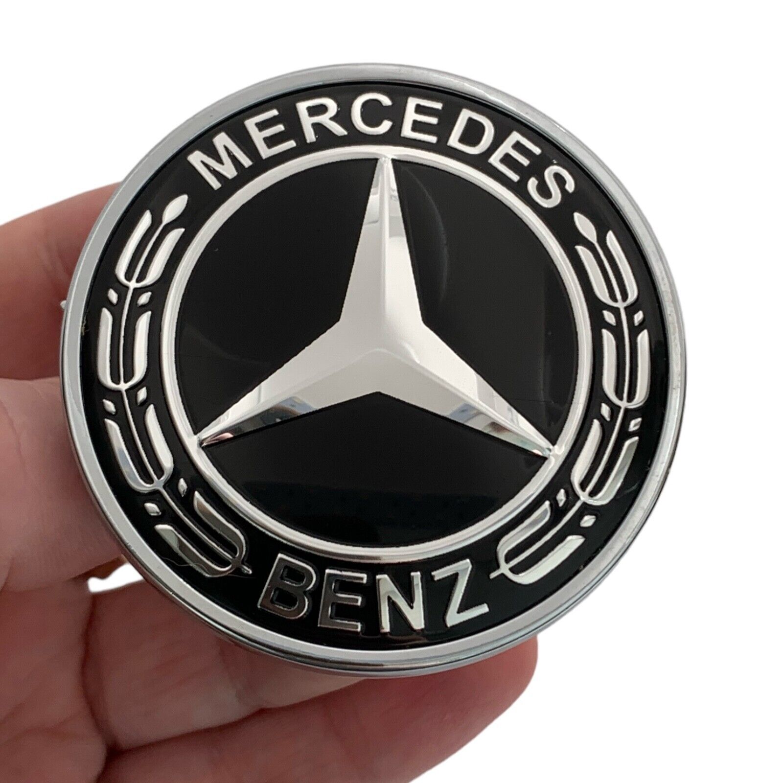 Front Hood Emblem BLACK Star For Mercedes C180 C200 C250 C300 C350e C400 C43 C63