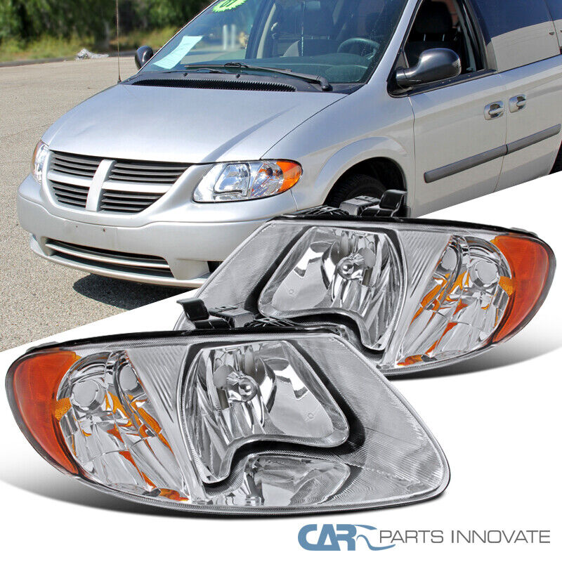 For 01-07 Caravan Town & Country 01-03 Voyager Headlights w/Amber Reflector Pair