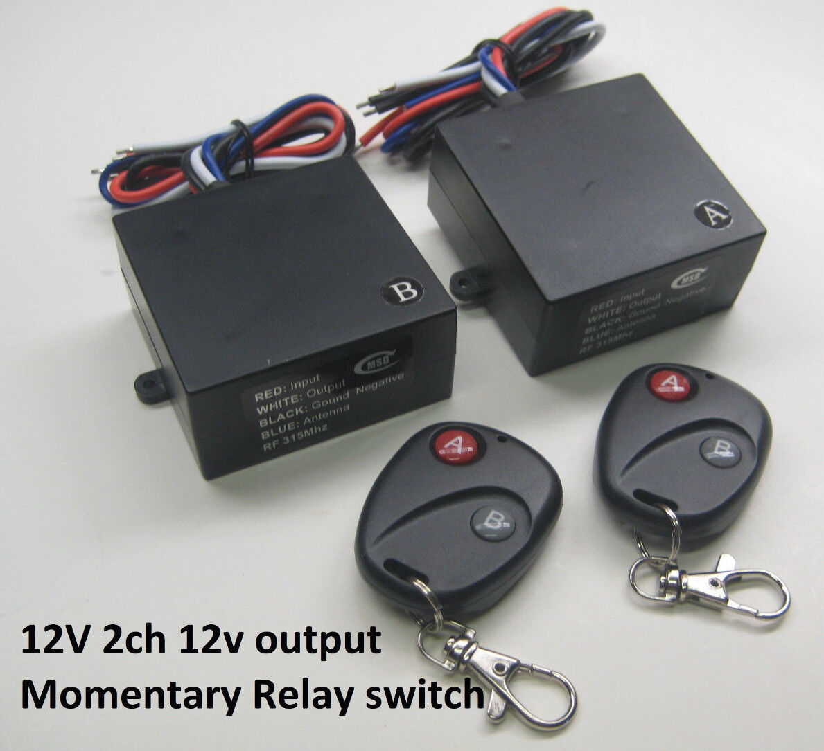 12V MOMENTARY 2 channels 12Vout DC contact relay remote control A B switch RM22