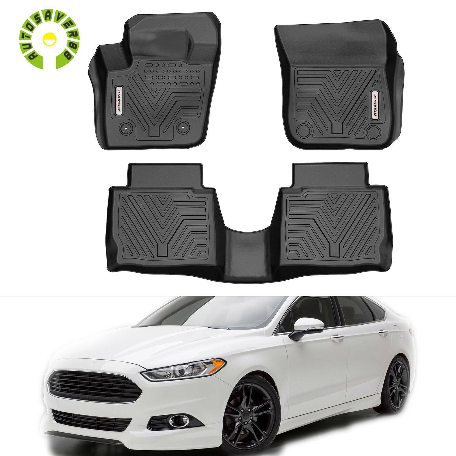 TPE 3D Mold Floor Mats for 2013-2016 Ford Fusion 1st & 2nd Row All Weather Liner